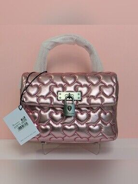 Kurt Geiger London Pink Heart Mini Brixton Metallic Bag NWT Dust Bag Included